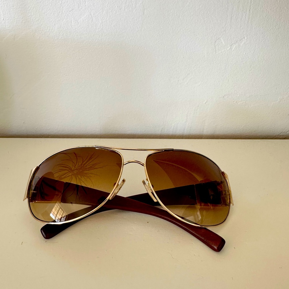 Gold & Wood Designer Aviator Sunglasses